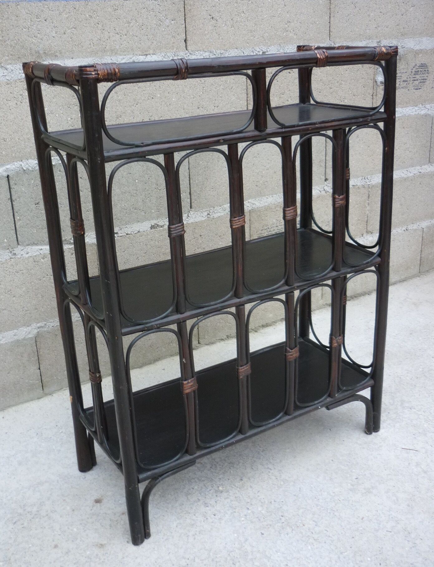 Bamboo and dark rattan shelf