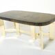 Table à manger Belge brutaliste résine et laiton vers 1970