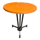 Vintage bistro table with black cast iron base and orange bakelite top, 1950s