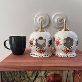 Pair of openwork ceramic wall lights