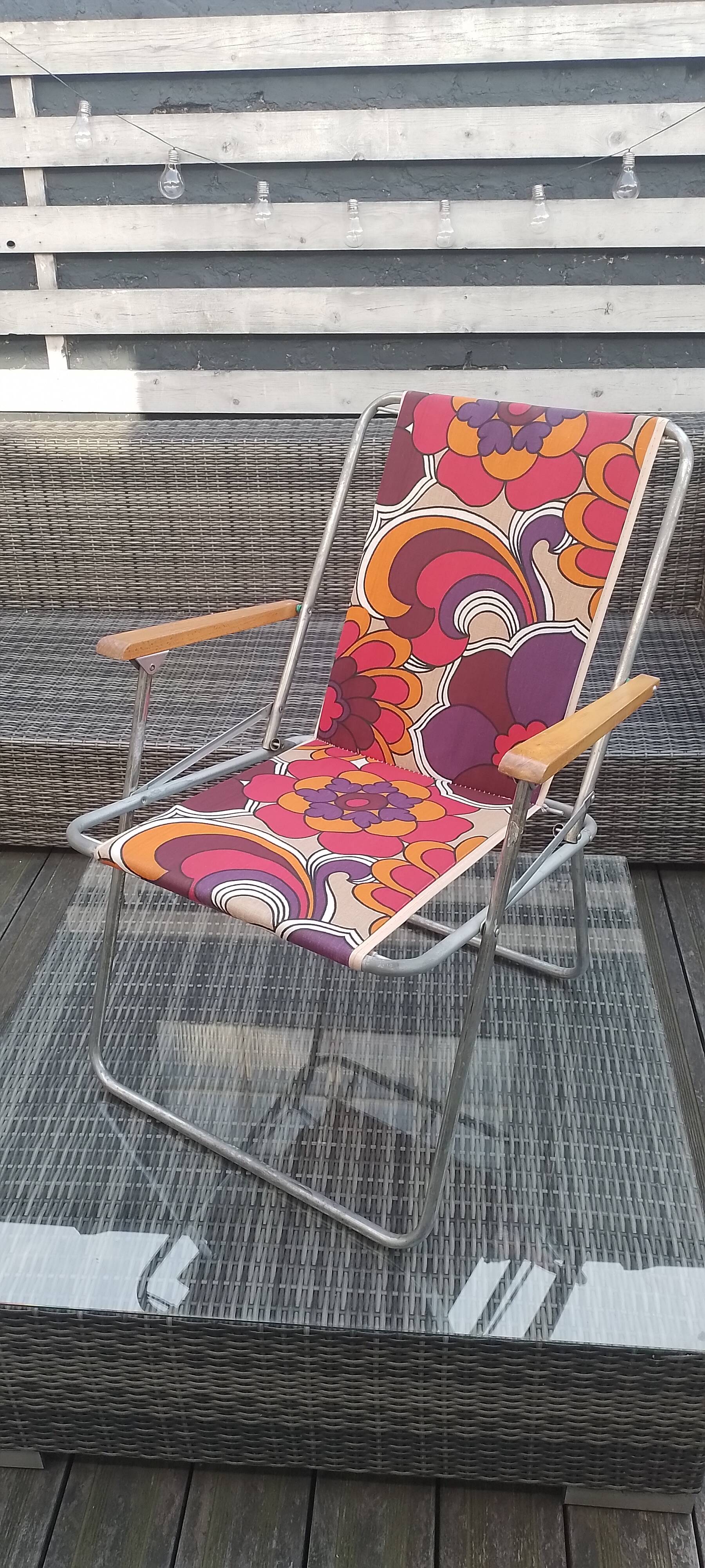 70's vintage fabric folding armchair