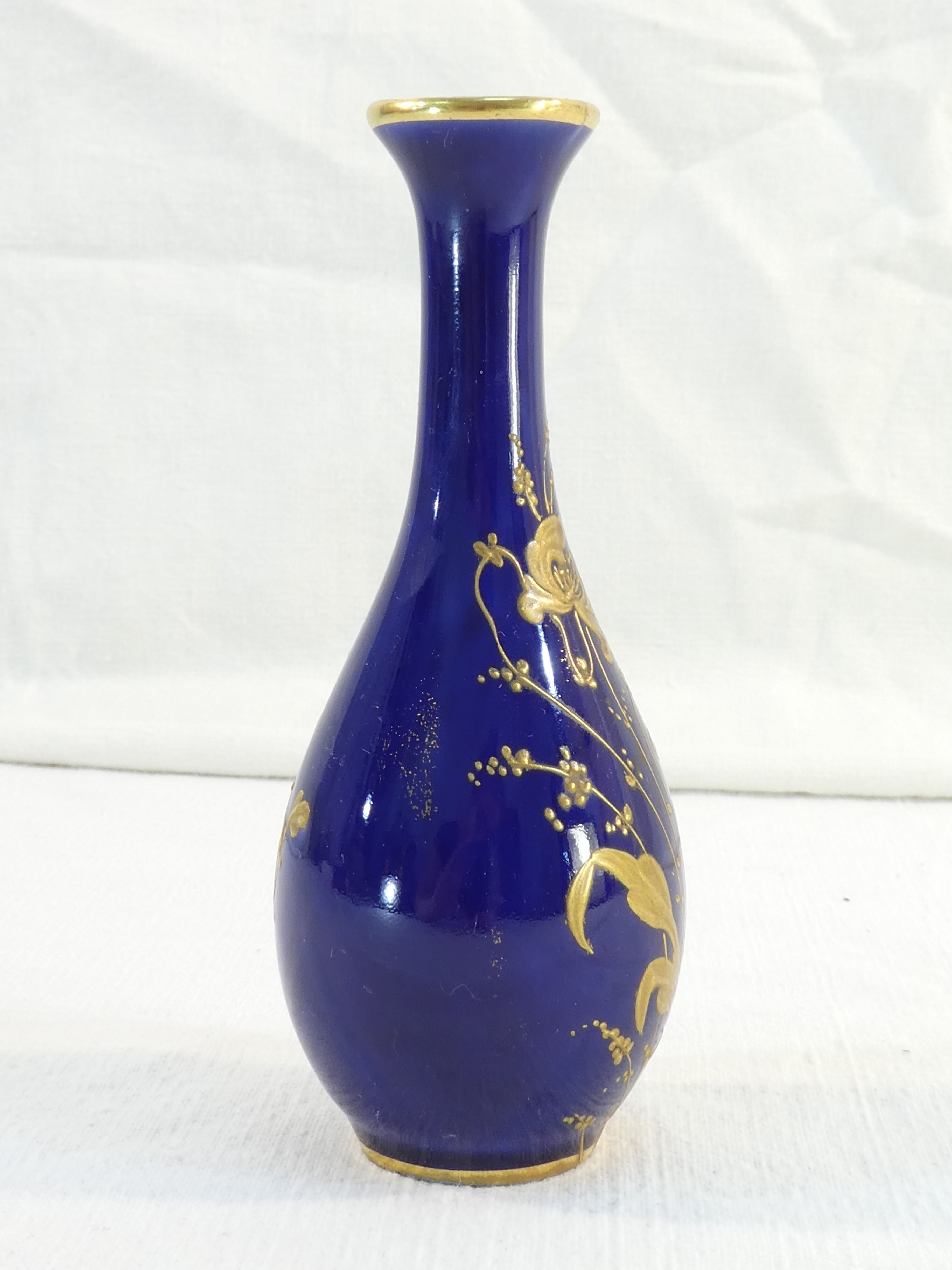 Blue porcelain oven vase of limoges