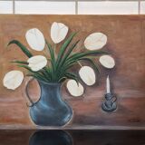 Still life white tulips