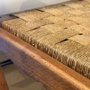 Pair of Provençal armchairs, wood and woven cord — mid-20th century