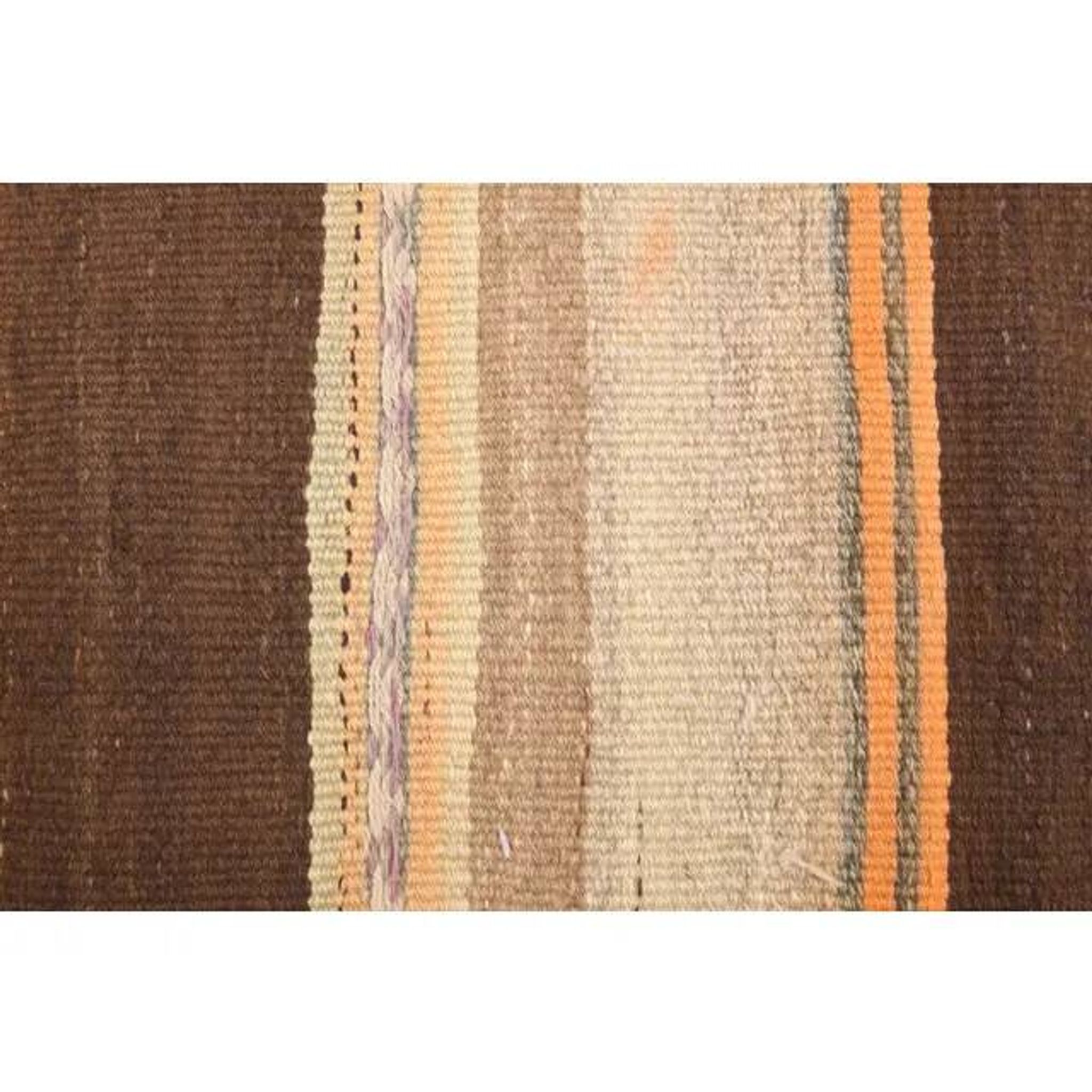 Vintage Turkish Oushak handmade wool cotton beige kilim runner rug 79x303