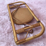 Rattan coat rack and vintage mirror