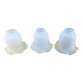 3 antique opaline glass tulips