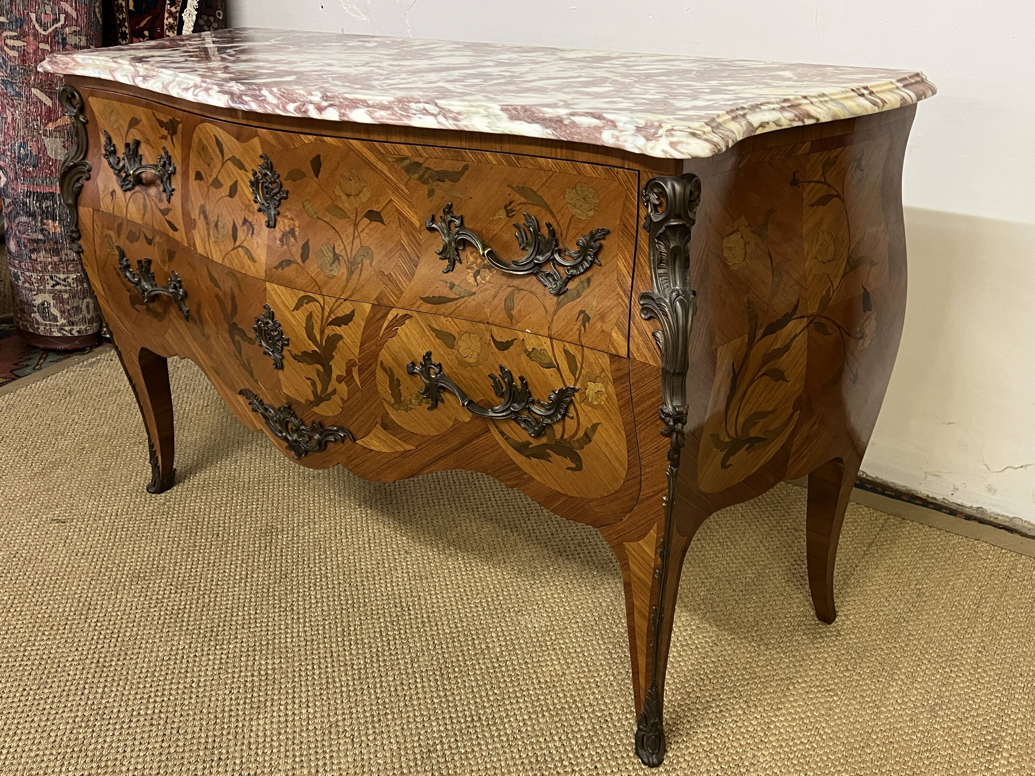 Louis XV style inlaid chest of drawers