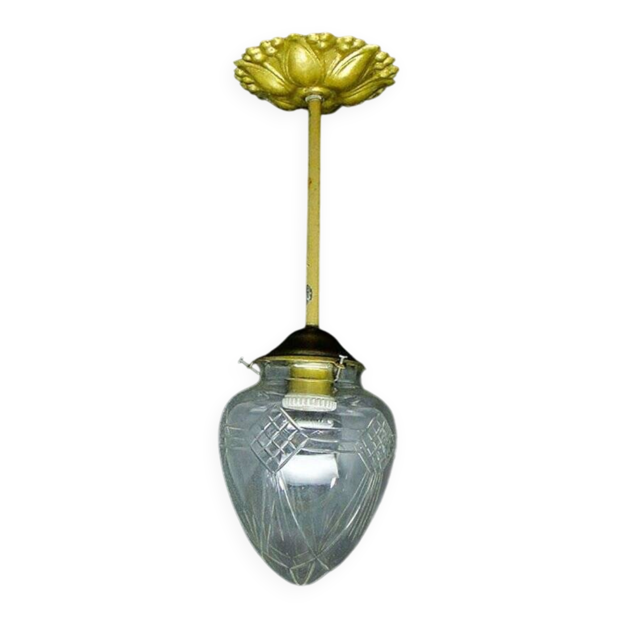 Brass and glass pendant lamp, 1890s