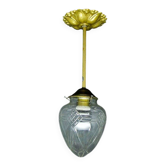 Lampe suspendue en laiton et en verre, années 1890