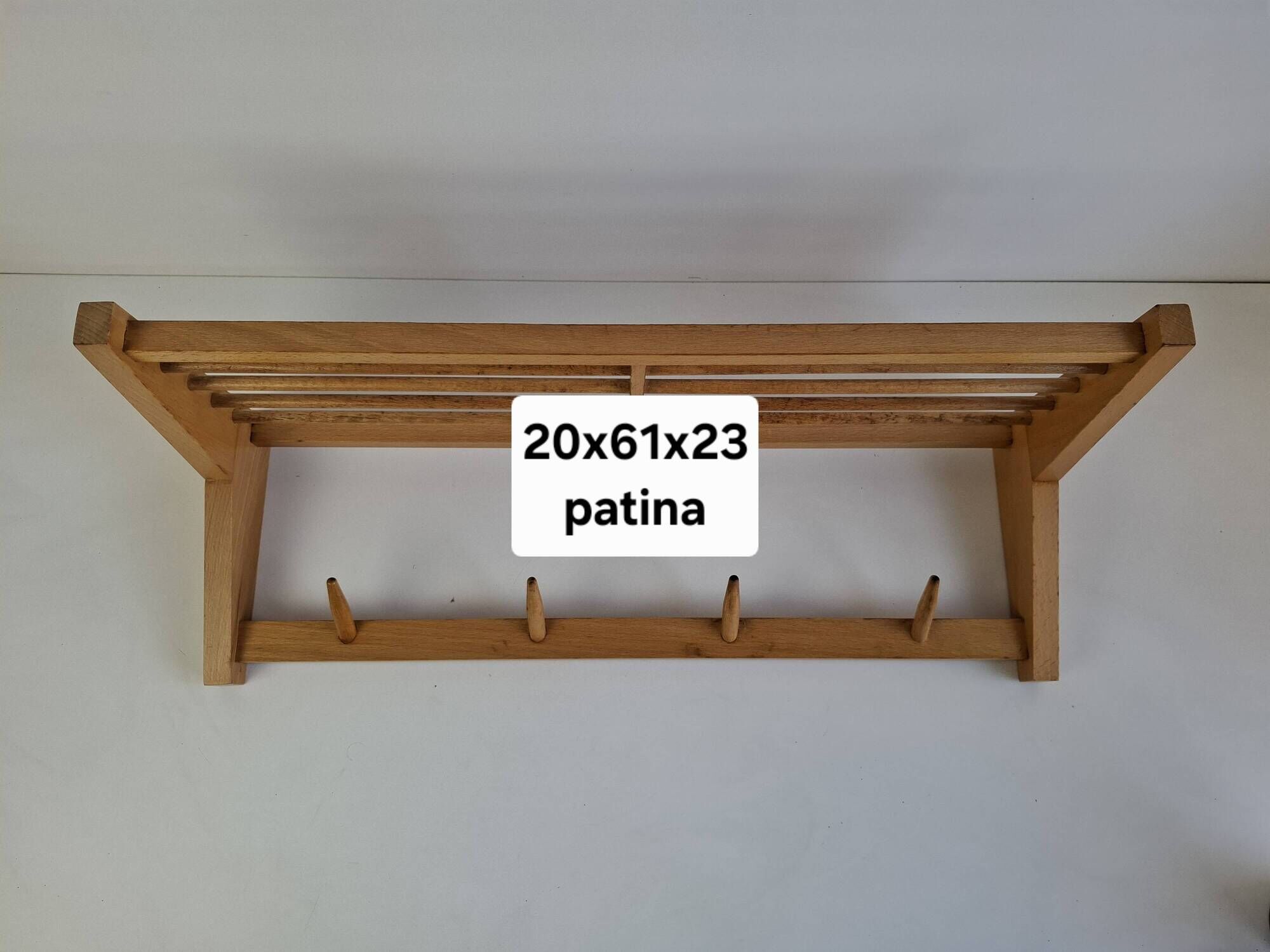 ULUV Czechoslovakian Mid-Century Wooden Wall Coat Rack, circa 1970