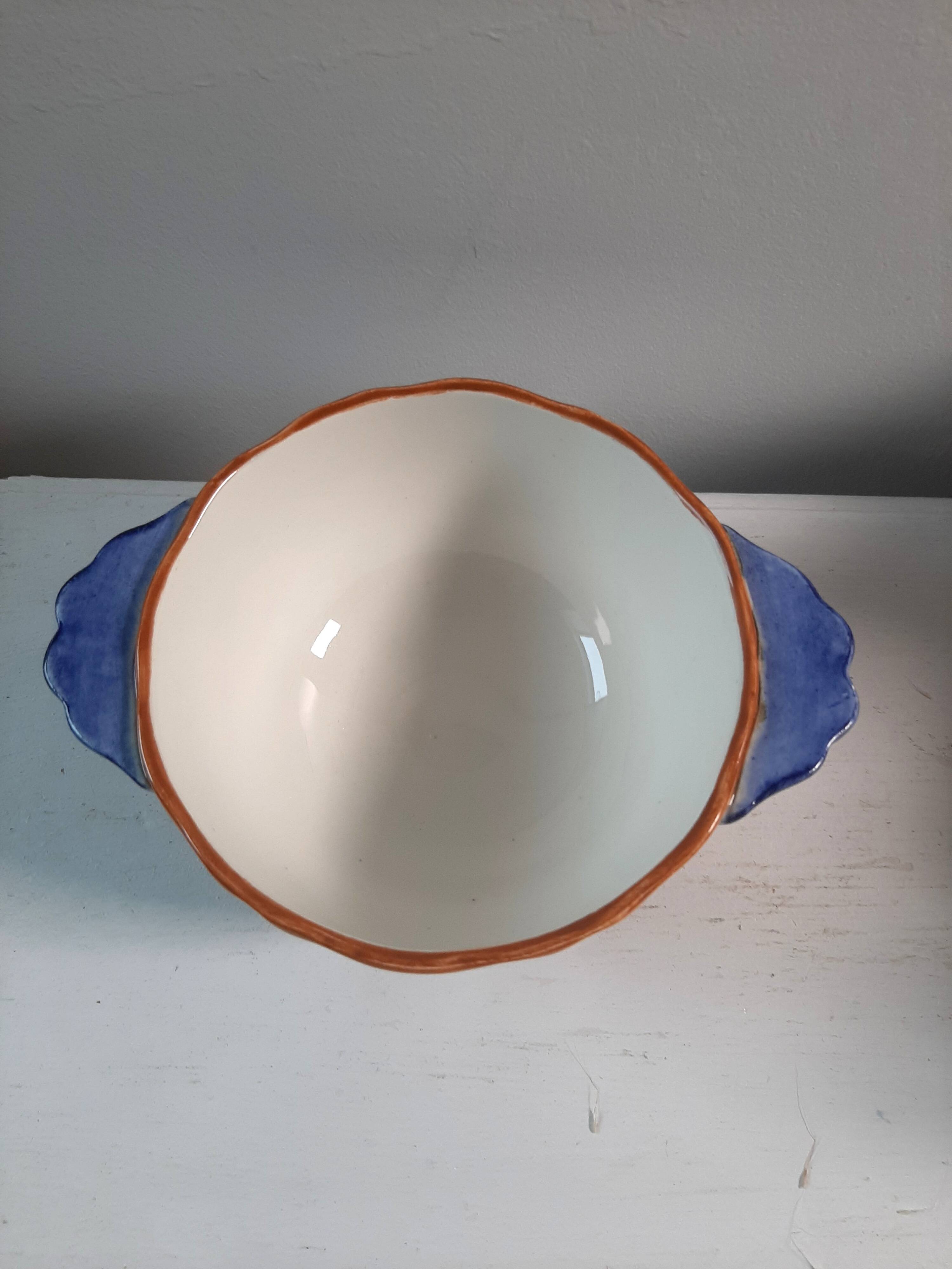 Gien earthenware bowl with peony decoration
