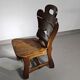 4 x Brutalist oak dining chairs / 60's