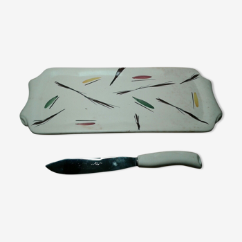 Cake dish and its ceramic knife art poêt, Laval