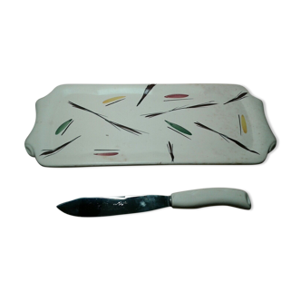 Cake dish and its ceramic knife art poêt, Laval