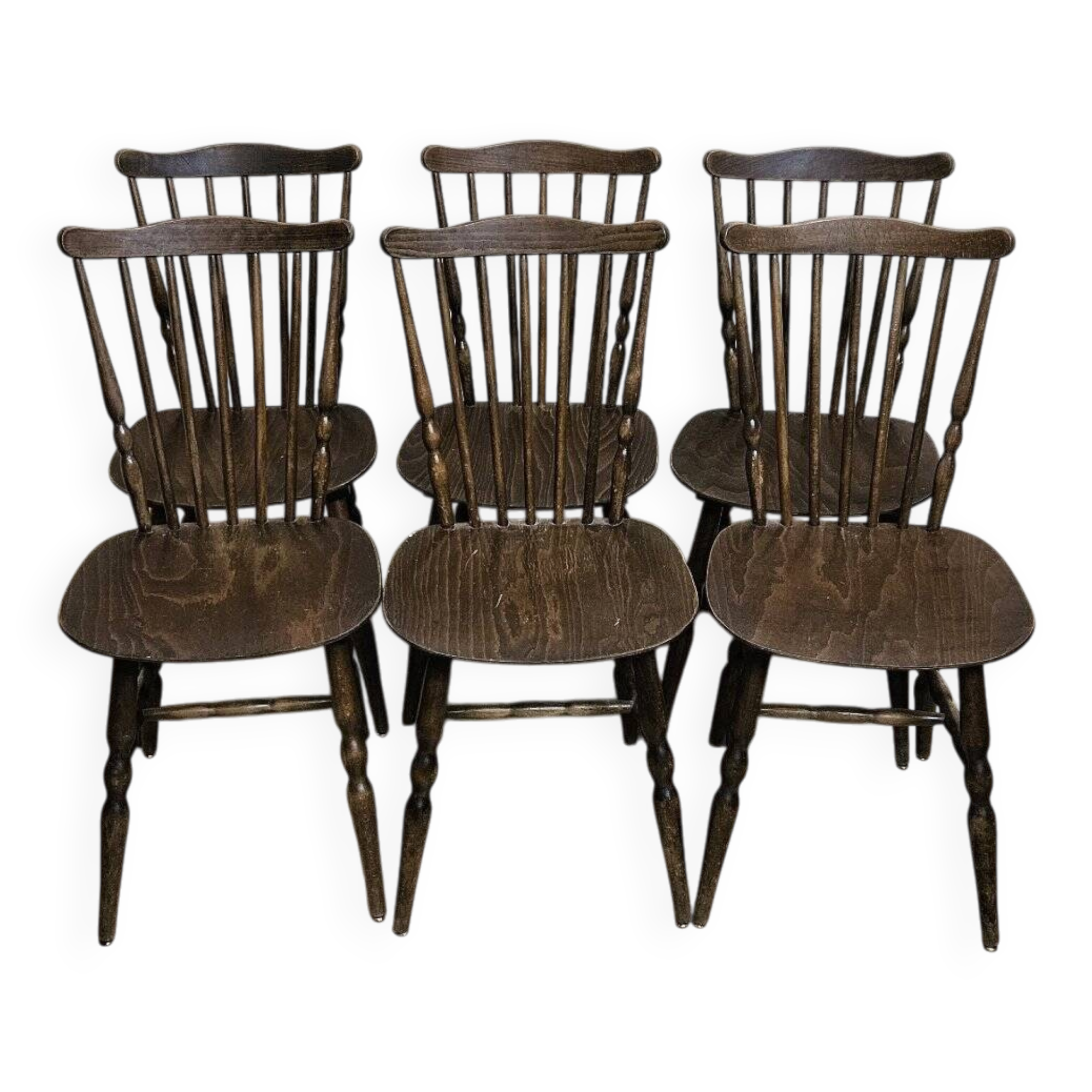 Set of 6 wooden chairs – bistro style - western / vintage