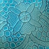 Signed turquoise enameled ceramic pocket tray