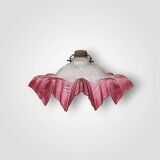 Antique sandblasted and pink glass ceiling lampshade - 1940s