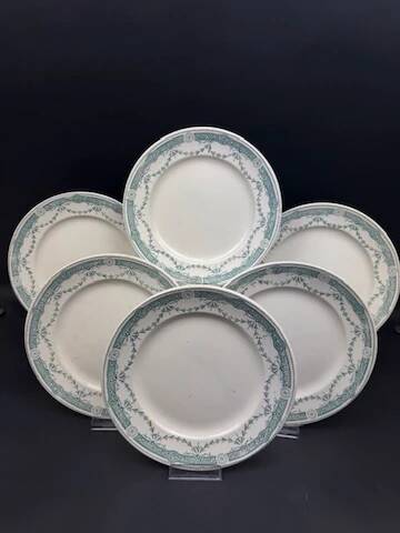 Set of 6 old earthenware plates Moulin des Loups & Hamage – Provence model – Terre de Fer