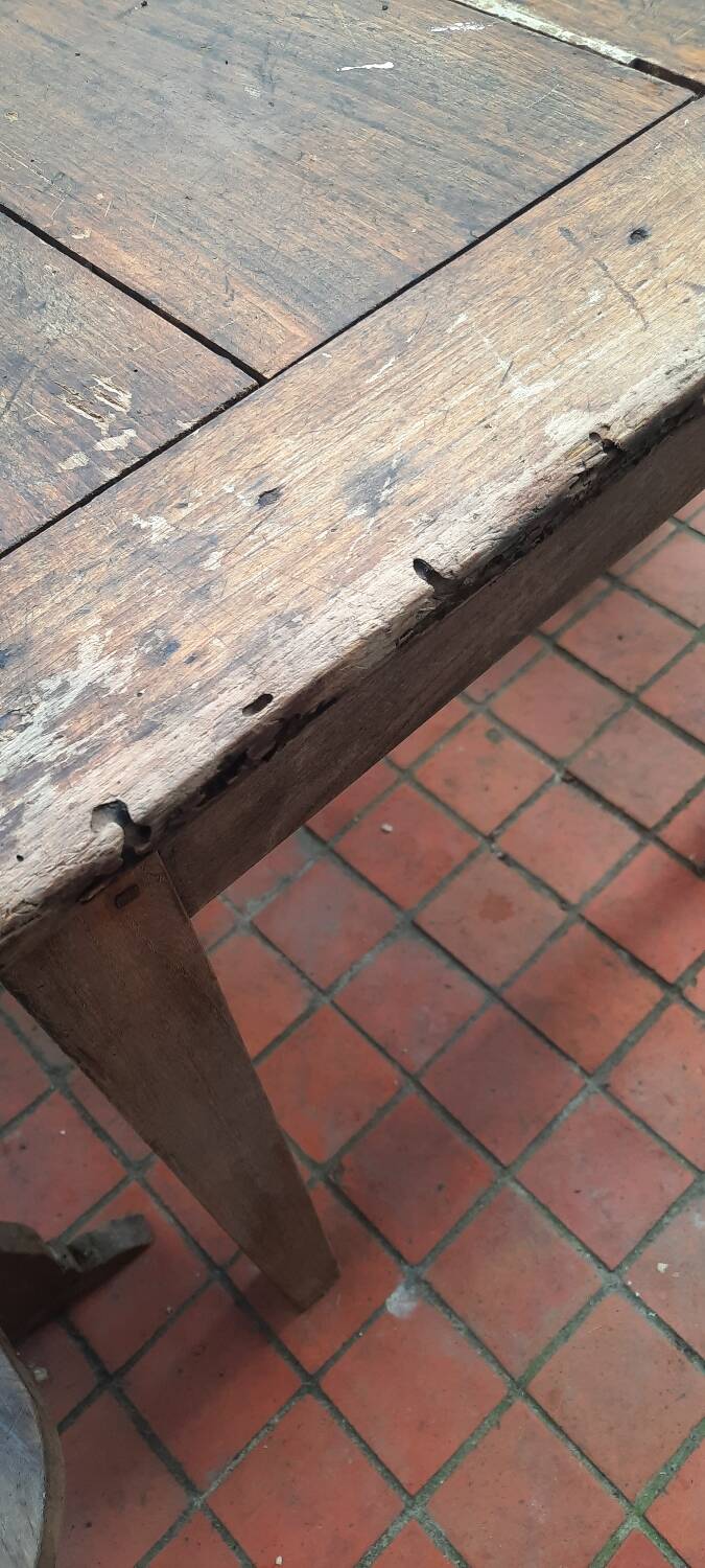 Farm table and pair of benches