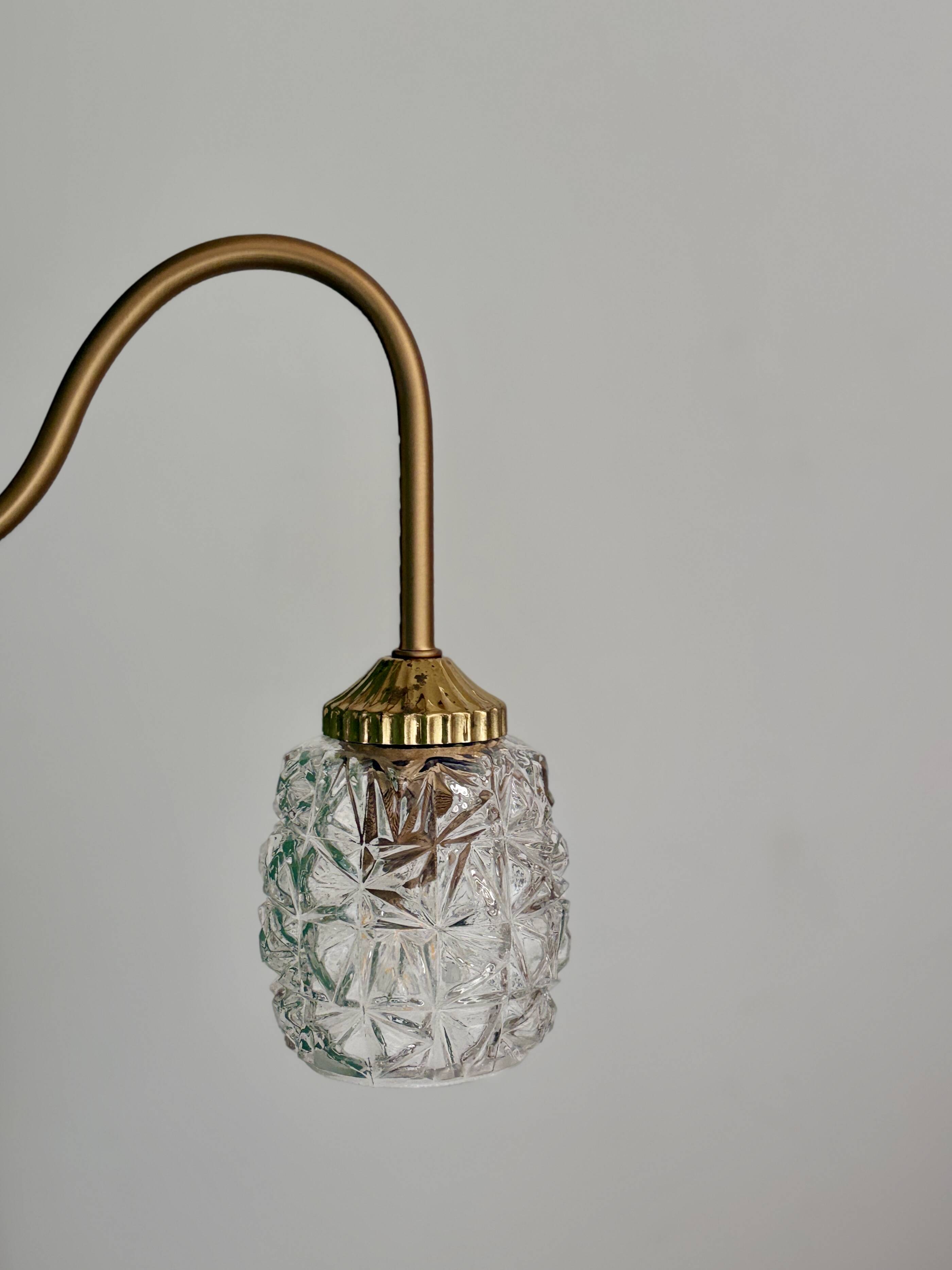 Vintage moulded glass tulip swan neck wall light