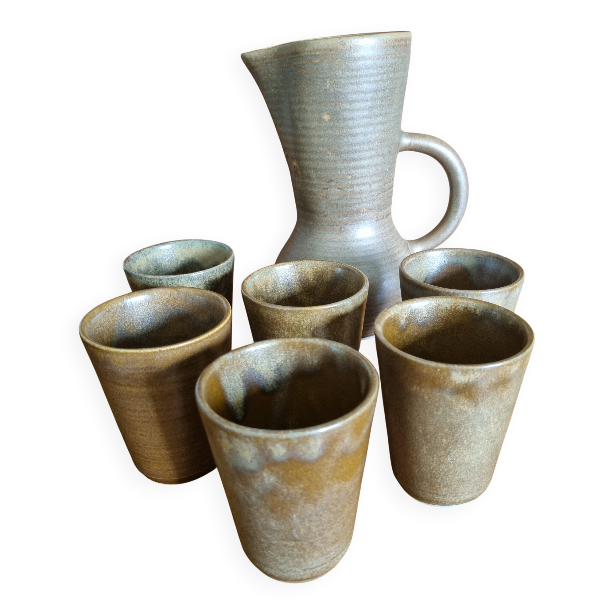 Vintage orangeade or fruit juice set in Digoin stoneware