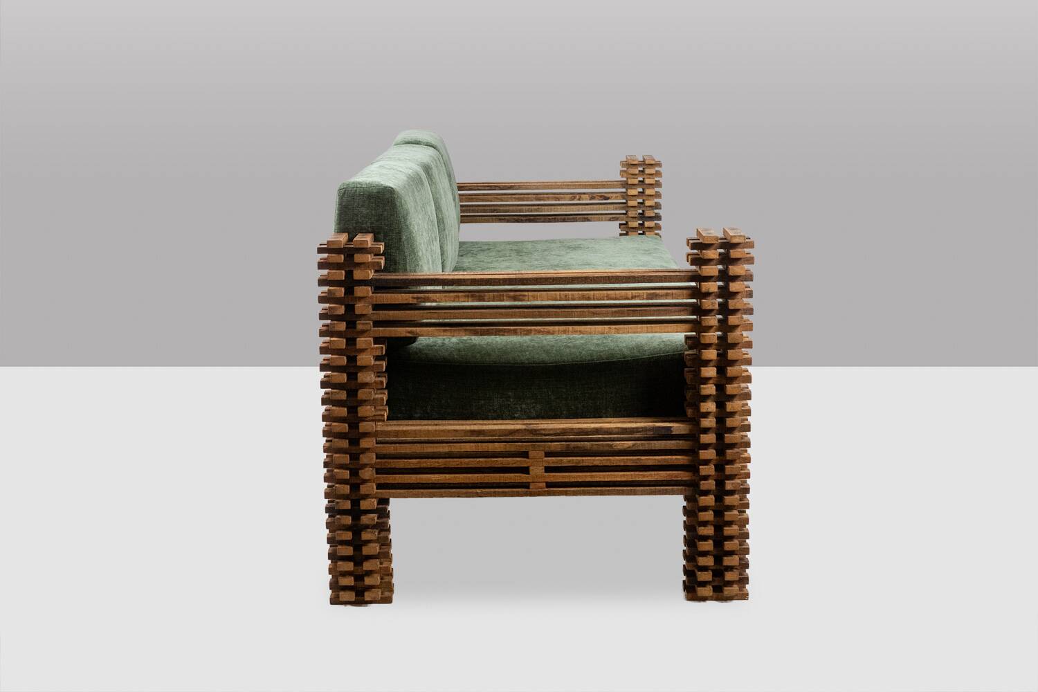 3-seater sofa or wall bench, “Kapla” model. 1960s.