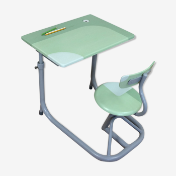 Adjustable green and grey school desk