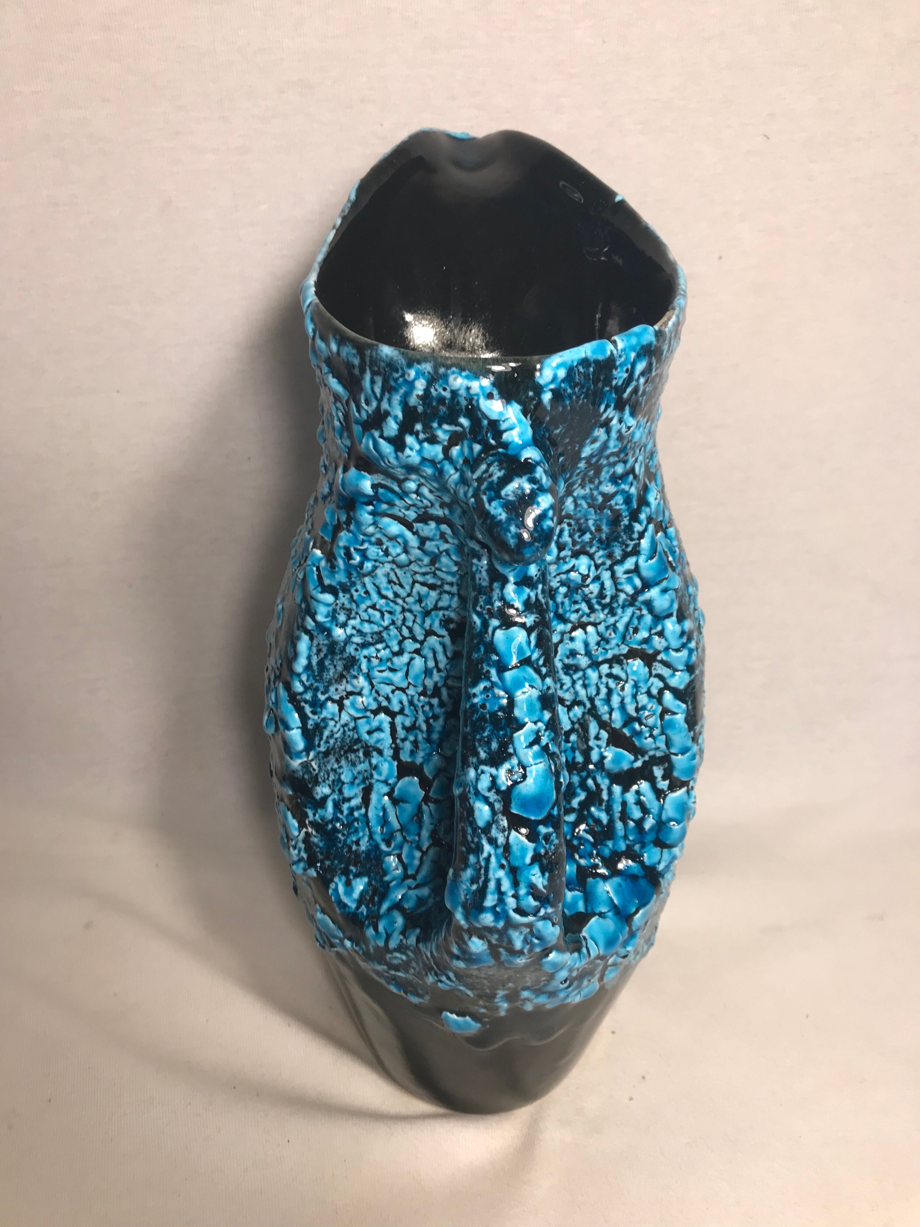 Former pitcher ewer ceramic blue & black vintage