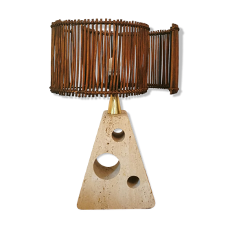 Grande lampe sculpture en travertin moderniste, brutaliste Italie, 1950, 1960
