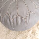Moroccan pouf in gray leather