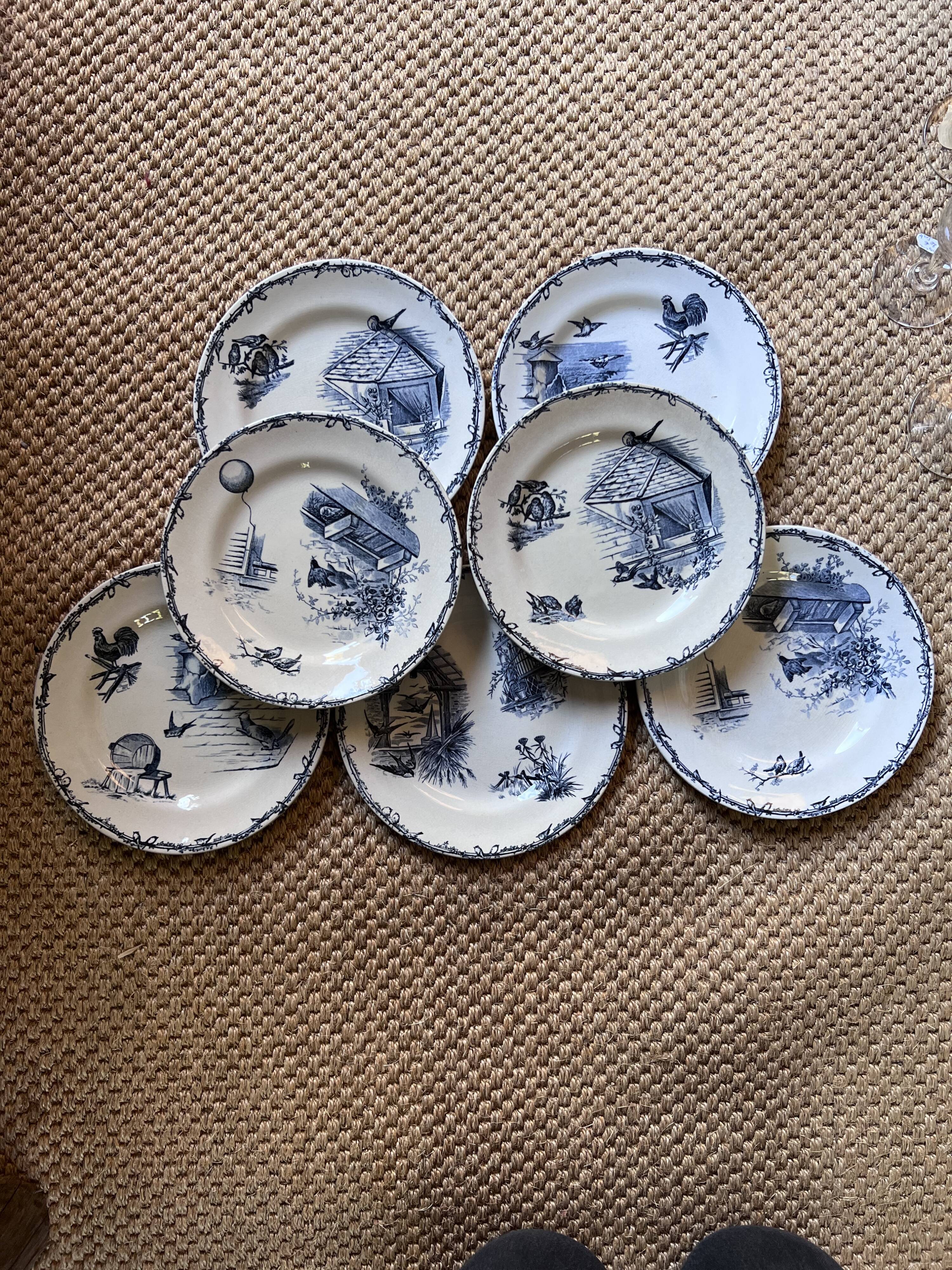 Plates Choisy Le Roi 19th in iron earth, country décor