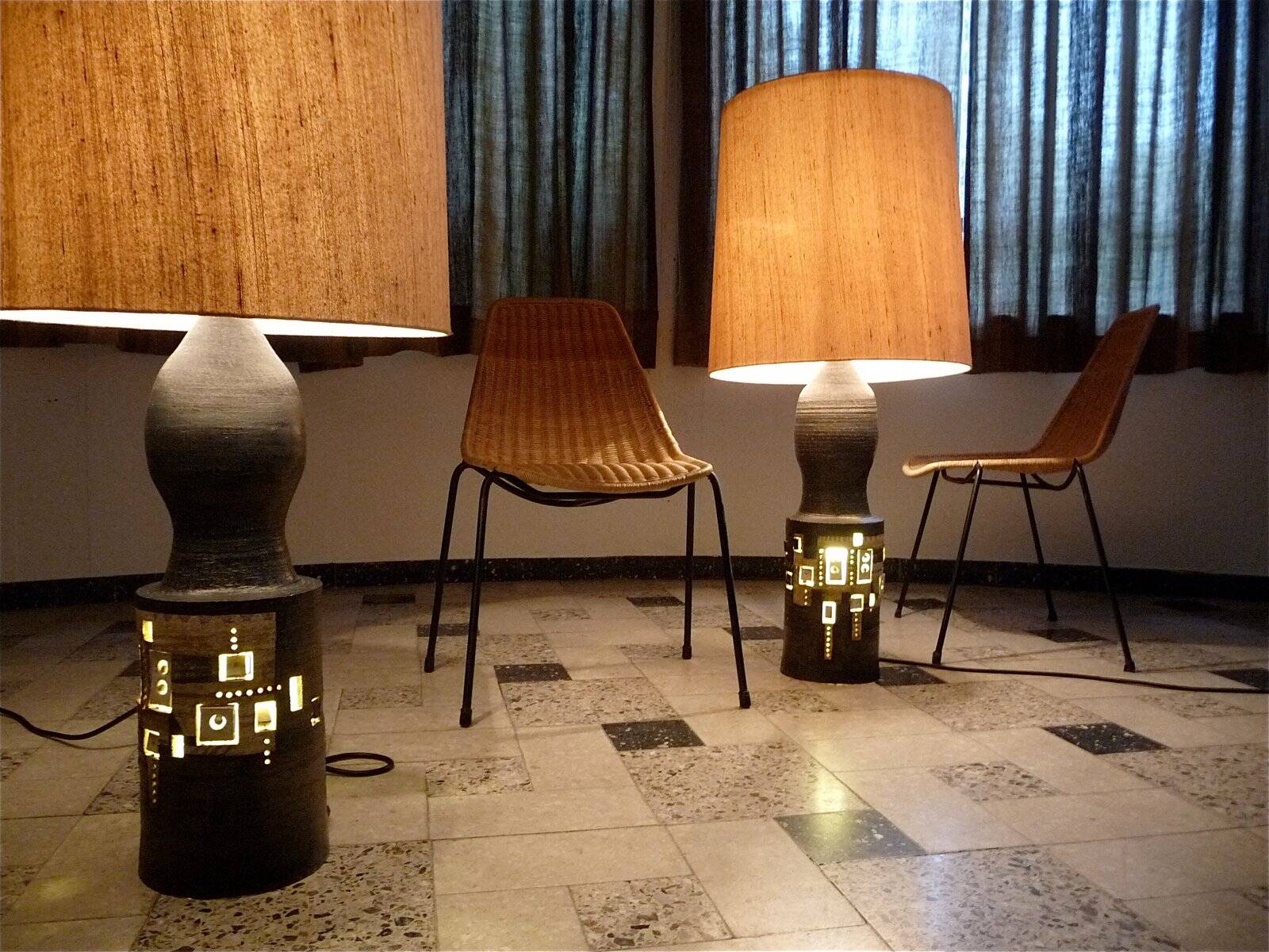 Ceramic table lamps by Georges Pelletier for Accolay France 1960s, Set of 2
