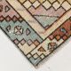 Tapis de couloir vintage fait main à décor géométrique orange et bleu