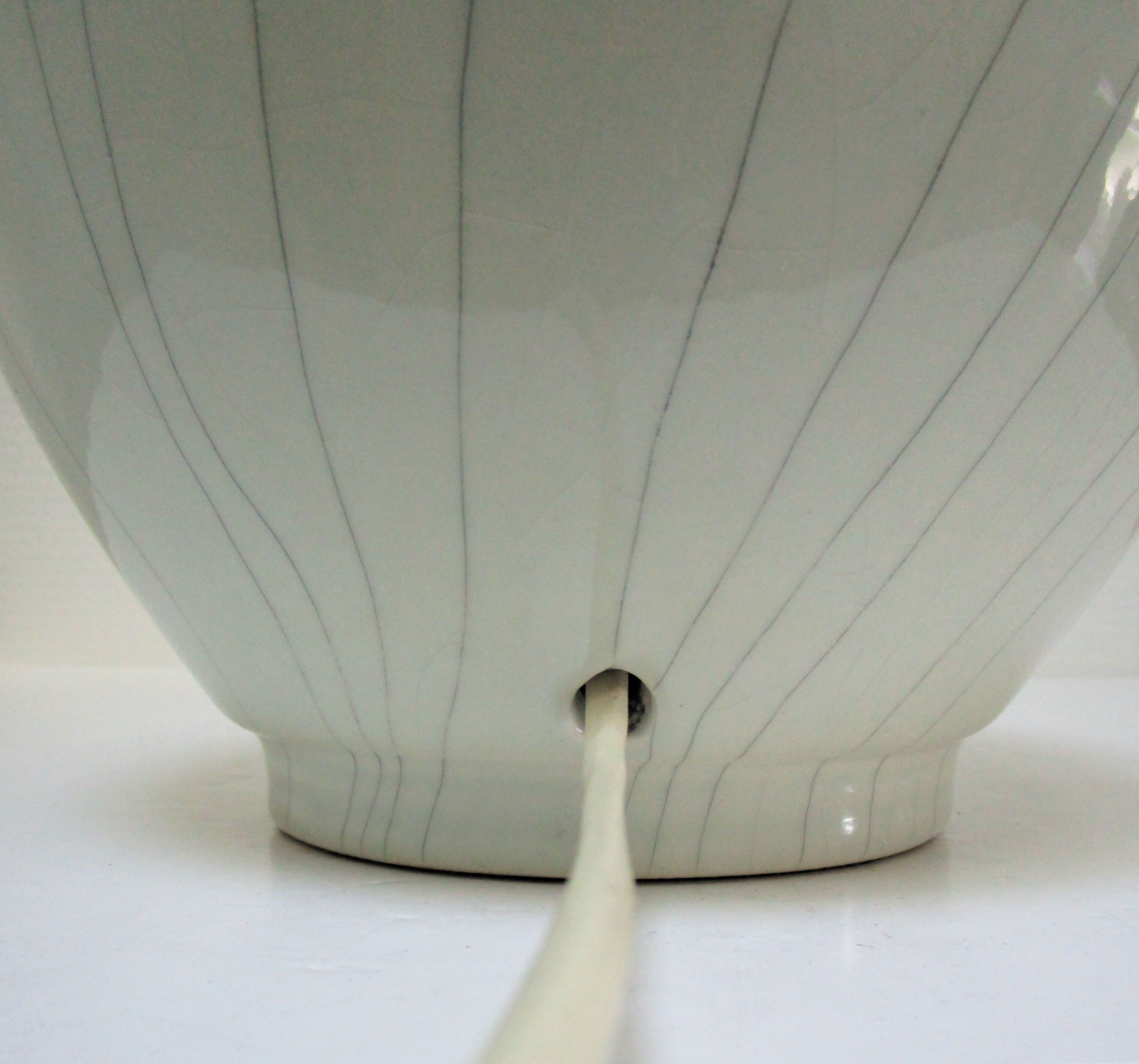 vintage soft light green cracked ceramic lamp foot