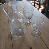 Antique blown amber bubble glass jar