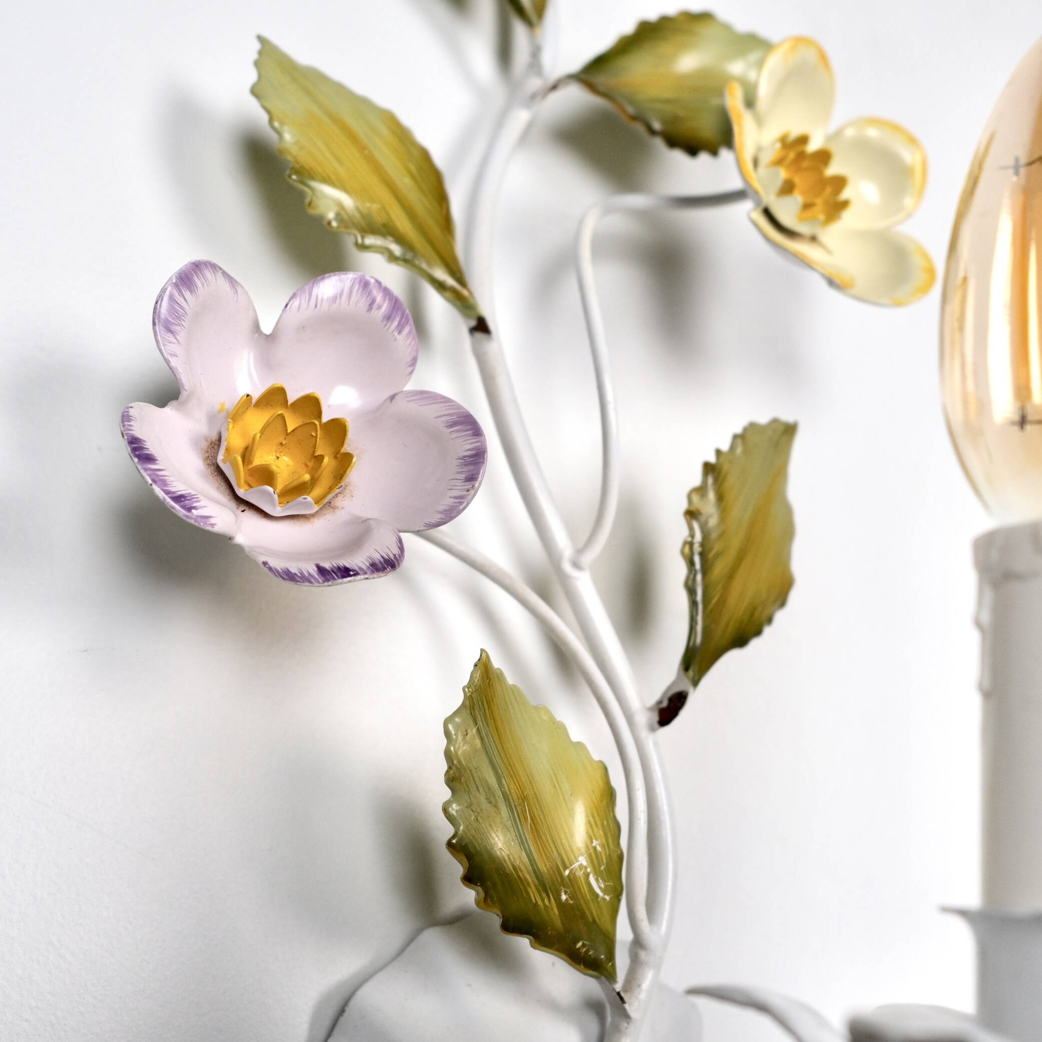 Pair of metal flower sconces, Italy, 1980s