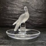 Lalique France – Satin-finished crystal dish with bird, vintage model
