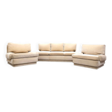 Set of three-seater sofa and velvet armchairs from the 70s