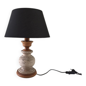 Lampe en pierre et bois tourné par noaïlles