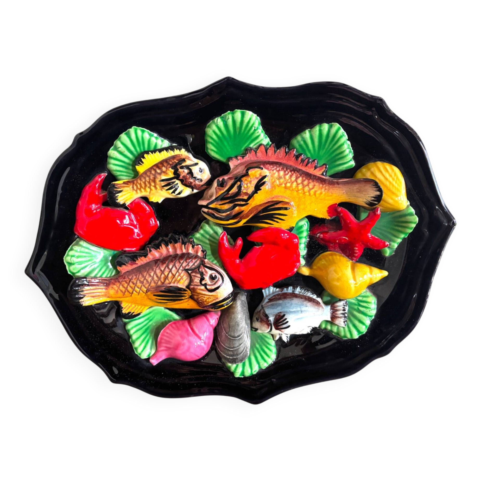 Vallauris wall decoration in polychrome ceramic, marine decor 1960.