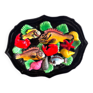 Vallauris wall decoration in polychrome ceramic, marine decor 1960.