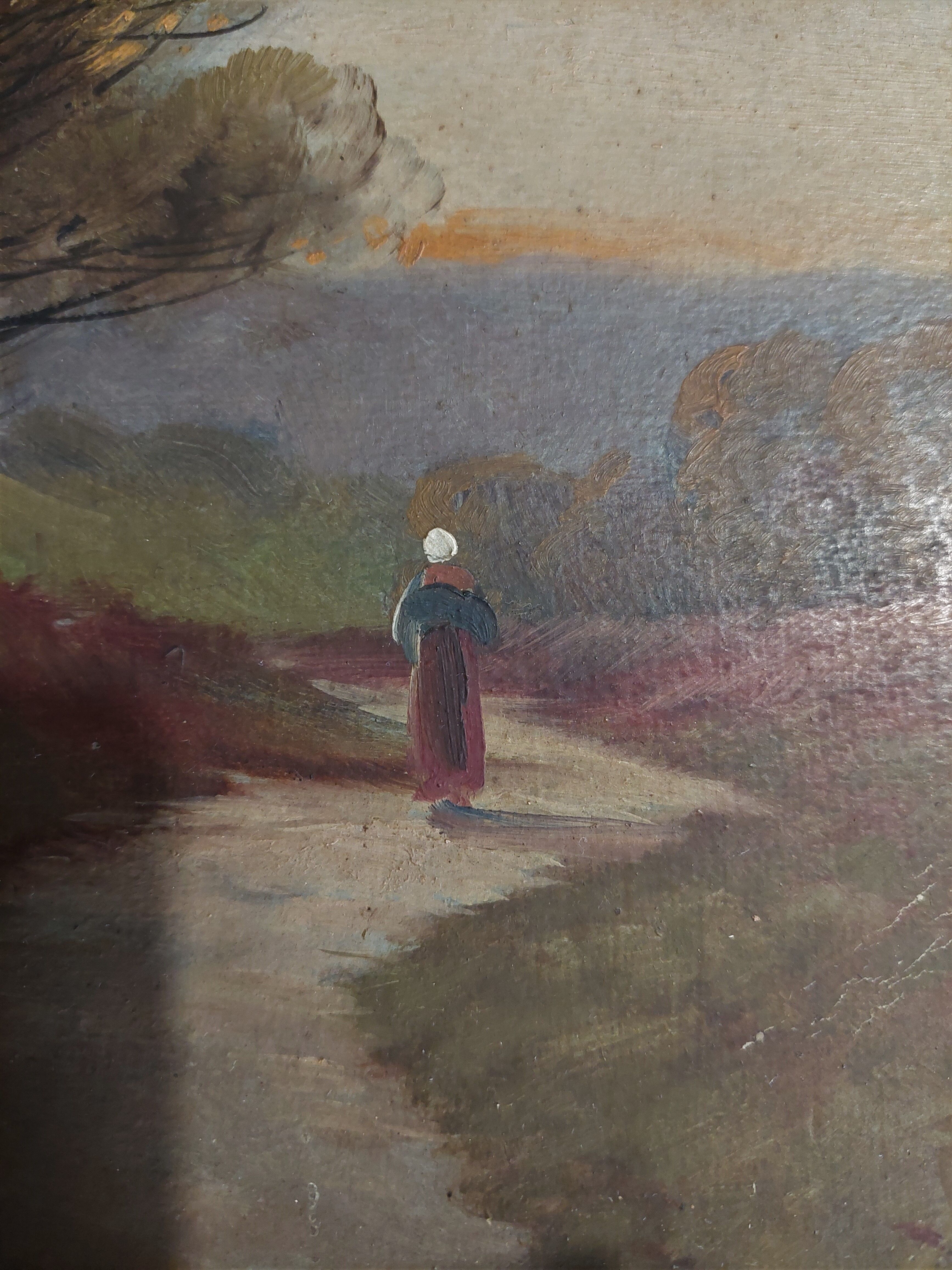 Painting oil on cardboard landscape