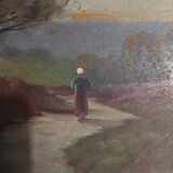 Painting oil on cardboard landscape