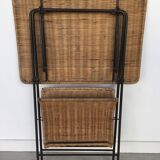 Folding sofa end in metal and wicker - vintage 1960