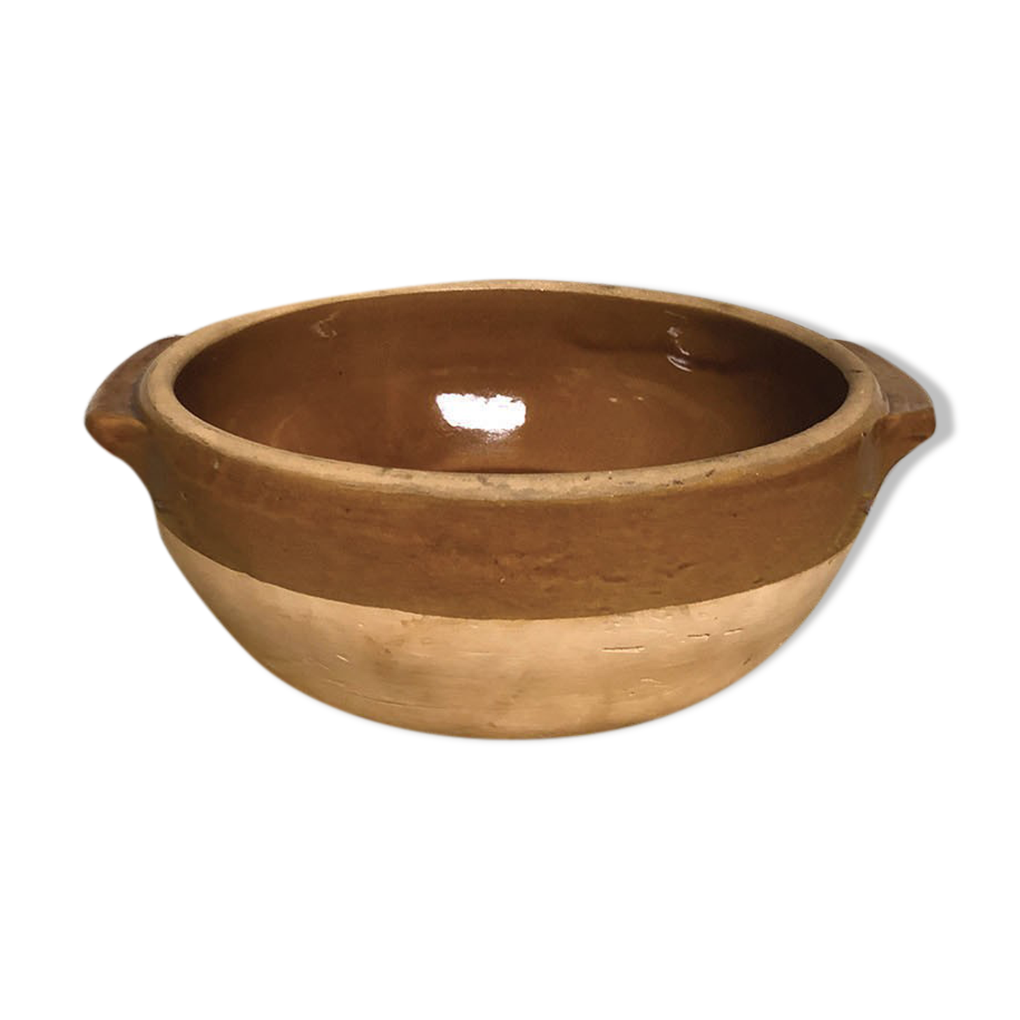 Salad bowl in raw stoneware and varnish