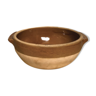 Salad bowl in raw stoneware and varnish