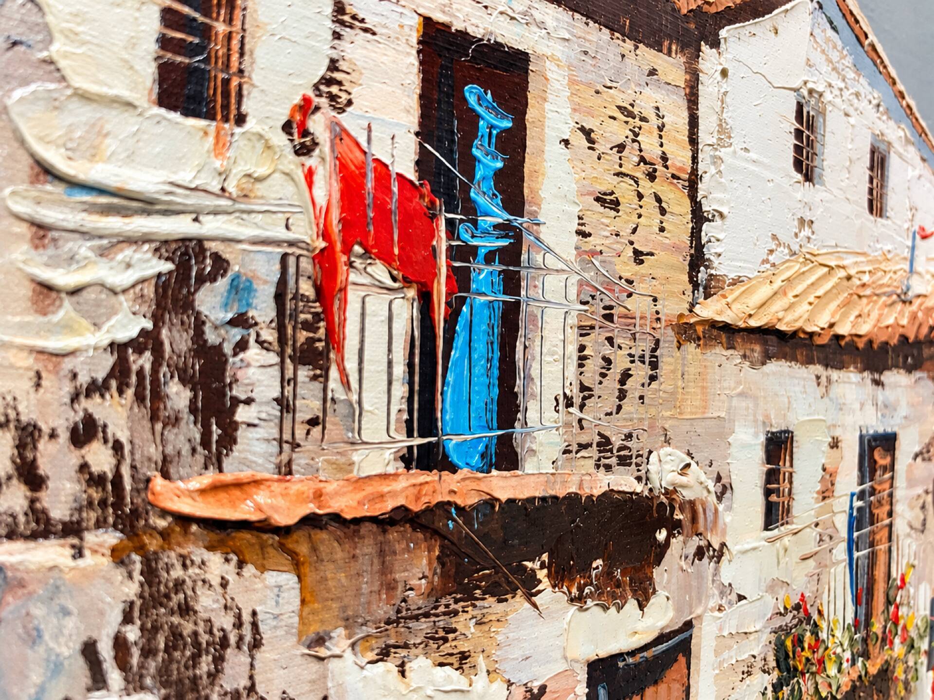 Vintage Mediterranean landscape – oil on canvas with a knife, yes