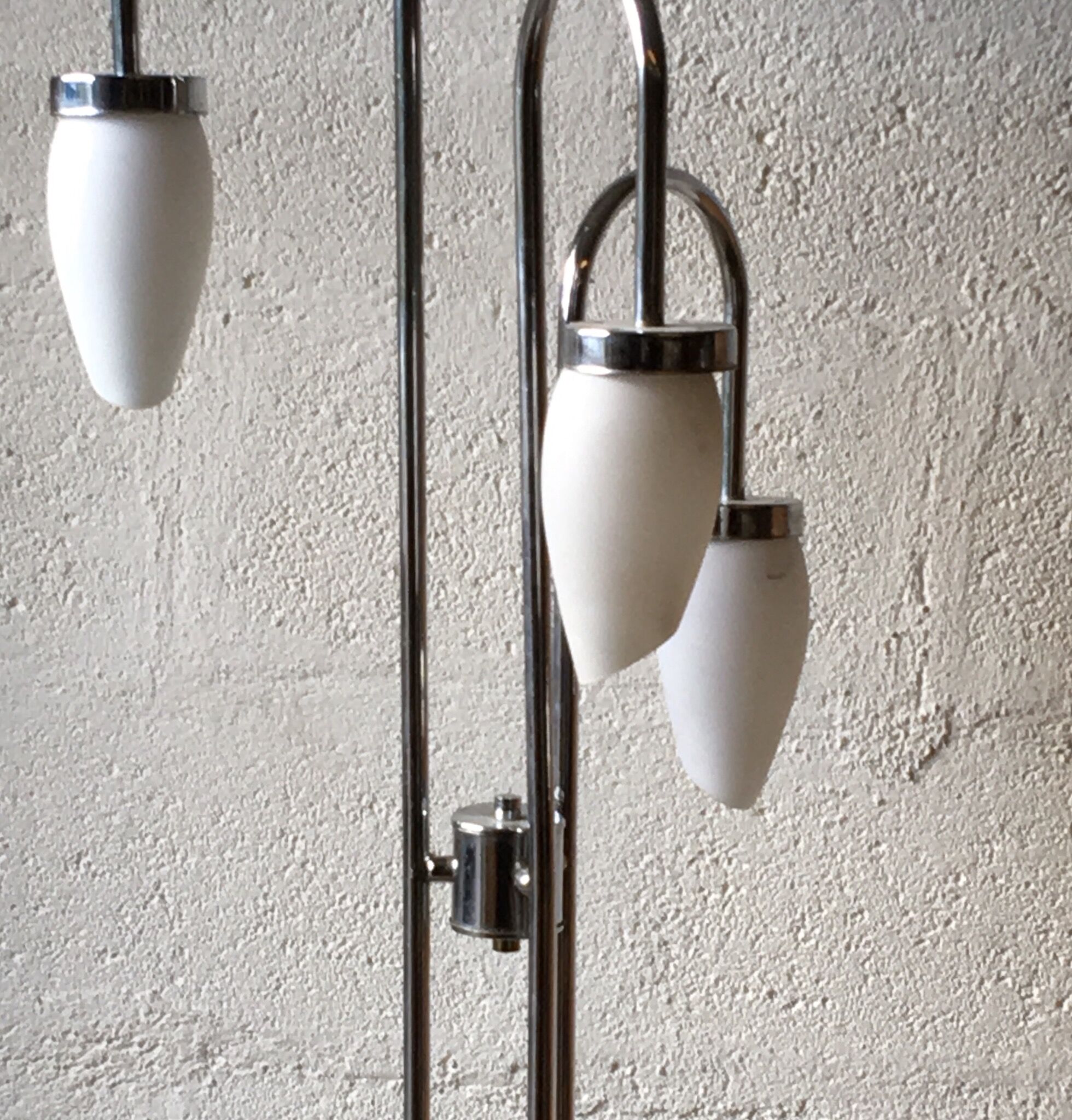 Seventies chrome floor lamp with three arms