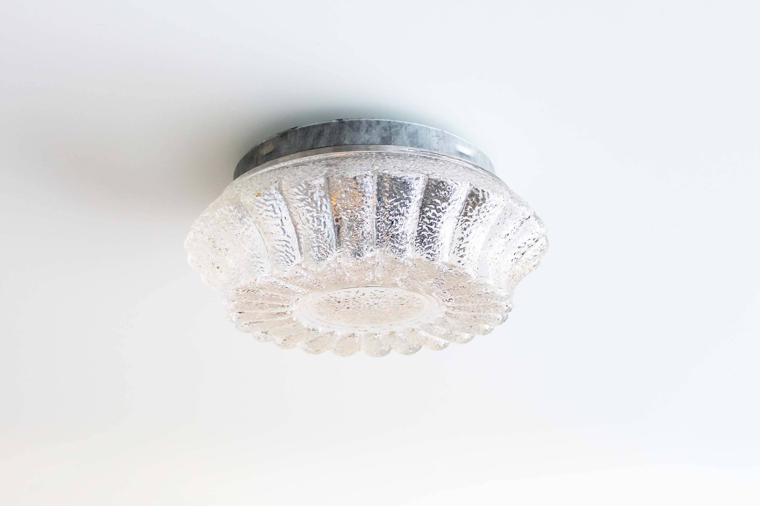 Vintage Murano glass flush mount lights, Italy 1970's